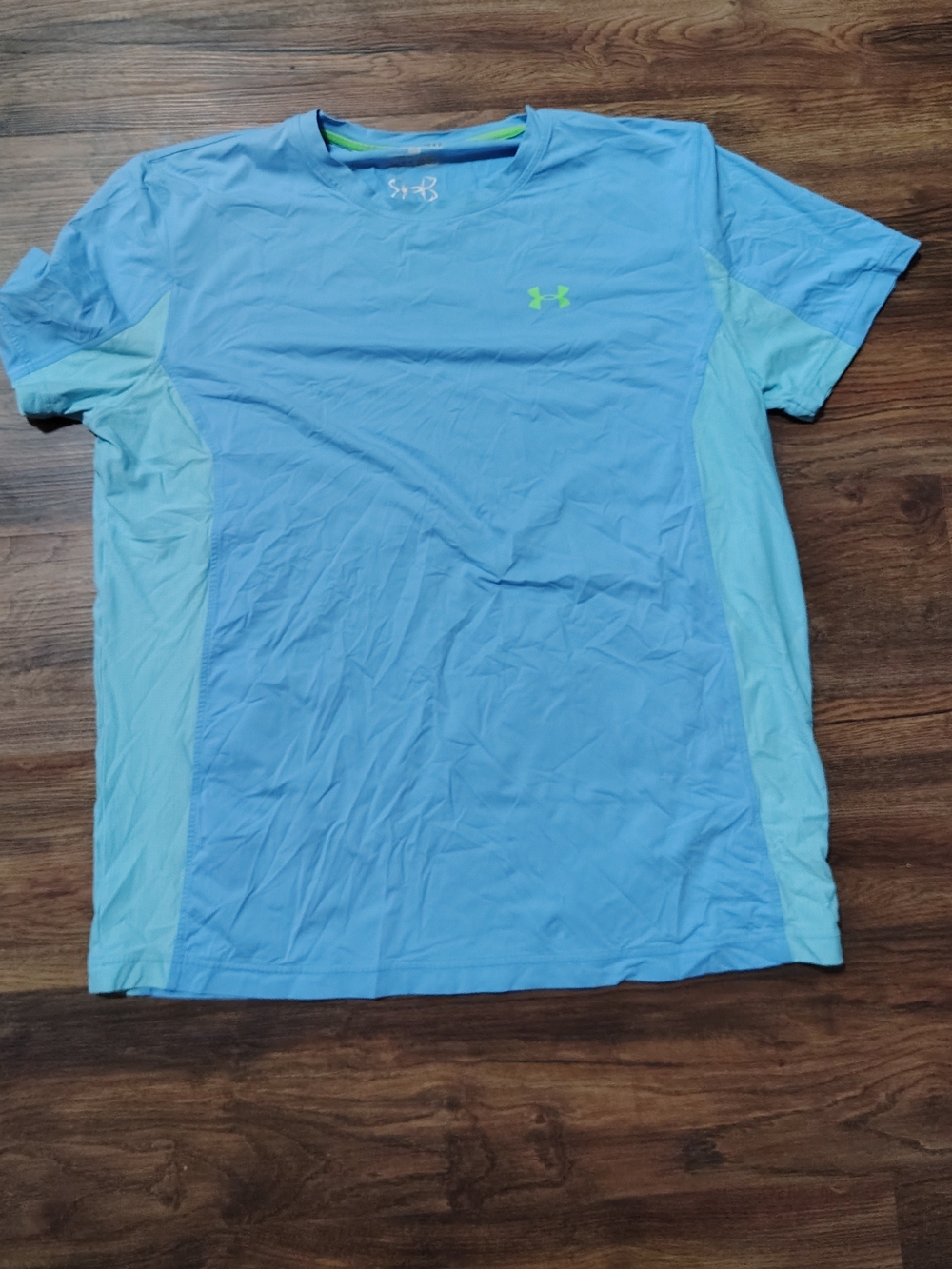 Under Armour HeatGear Men's L Blue Crew Neck Loose Breathable Mesh Logo Tee